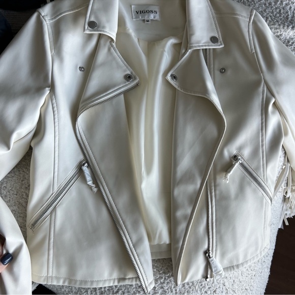 Ivory Leather Jacket - Picture 2 of 3